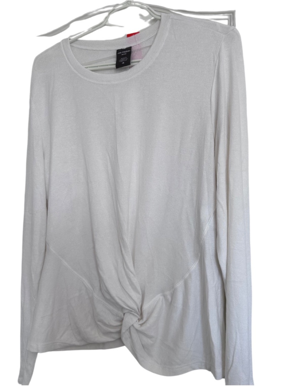Joe Fresh Cream Long Sleeve Twist-Knot Top
